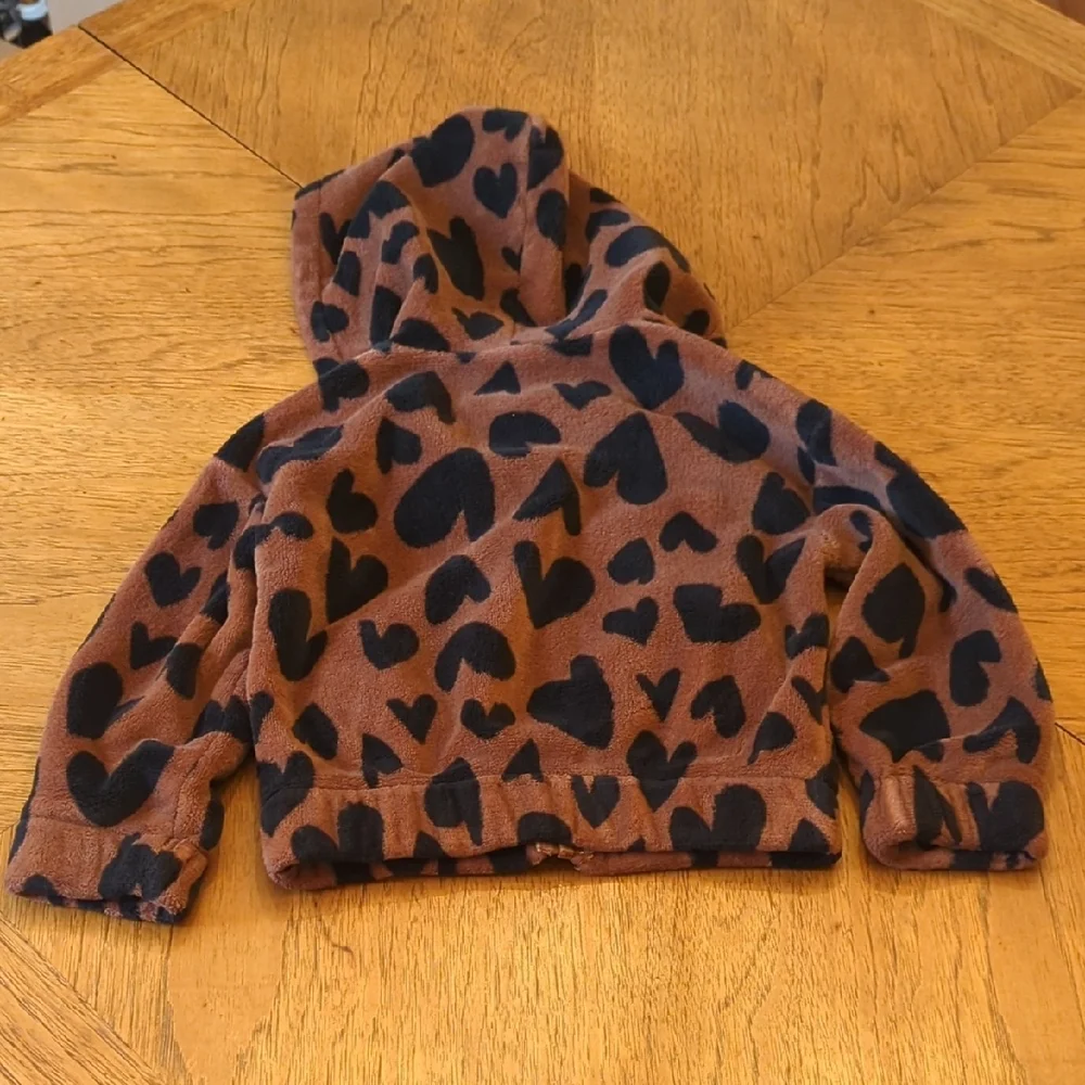 Carter's Brown Fleece Hoodie with Black Heart Print